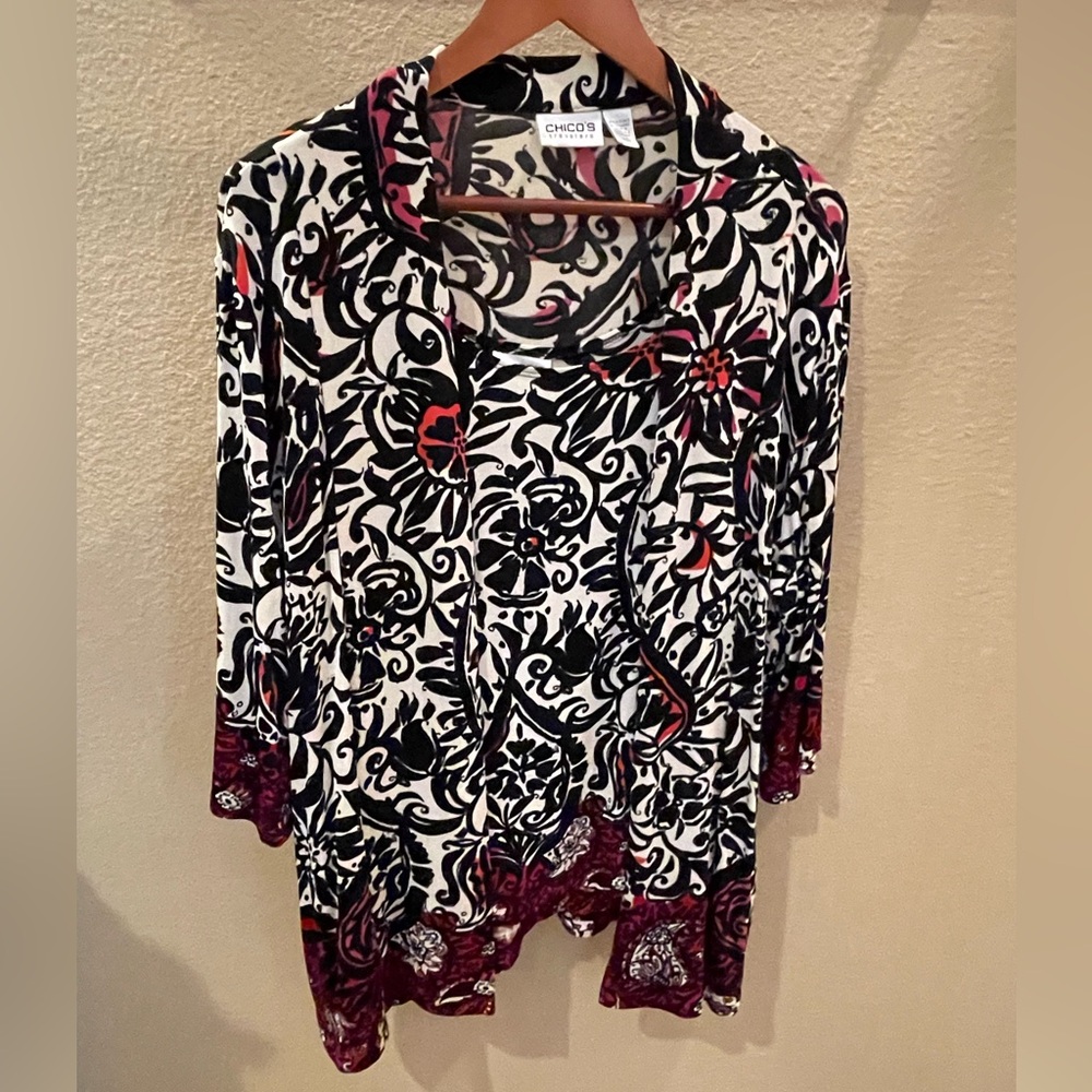 Chico's Travelers Floral Women's Tank and Cardigan Set - Size 3